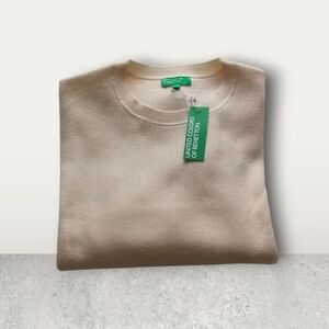 NEW United Colors Of Benetton Men's Cream Crewneck Sweater